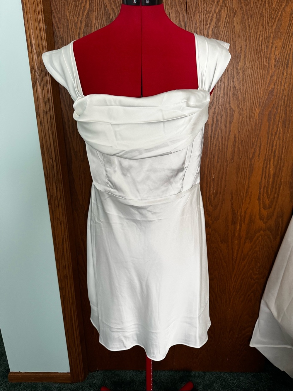 Birdy Grey Maria White Draped Satin Cocktail Dress